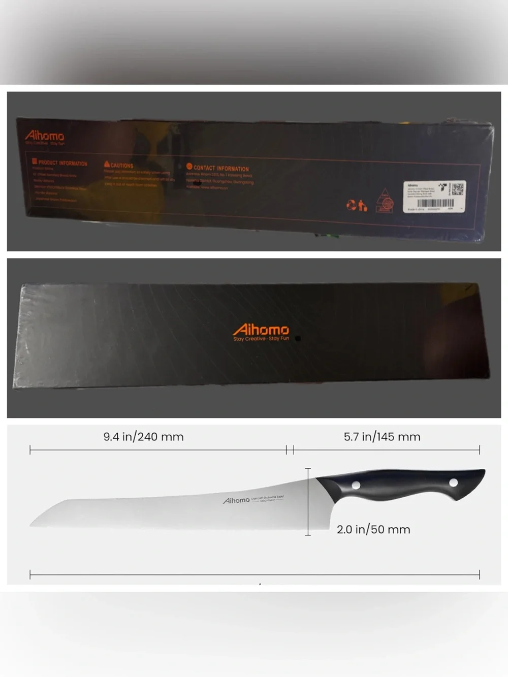 10-Inch Offset Bread Knife, Serrated Sourdough Knife, Japanese style, Steel